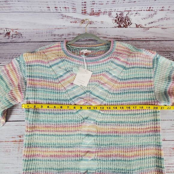 Lauren Conrad Rainbow Cable Knit Crochet Sweater Oversized Tunic Size M NWT - Picture 11 of 13